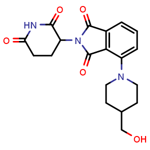 Chemical structure of 2-(2,6-dioxopiperidin-3-yl)-4-(4-(hydroxymethyl)piperidin-1-yl)isoindoline-1,3-dione , CAS 2740654-21-9, AChemBlock AD271237