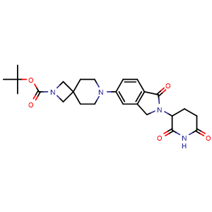 Chemical structure of tert-butyl 7-(2-(2,6-dioxopiperidin-3-yl)-1-oxo-2,3-dihydro-1H-isoindol-5-yl)-2,7-diazaspiro[3.5]nonane-2-carboxylate , CAS 2759147-66-3, AChemBlock AD271249