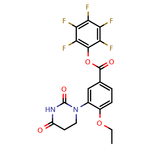 Chemical structure of perfluorophenyl 3-(2,4-dioxotetrahydropyrimidin-1(2H)-yl)-4-ethoxybenzoate , CAS 2760376-02-9, AChemBlock AD271250