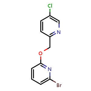 Chemical structure of 2-(((6-bromopyridin-2-yl)oxy)methyl)-5-chloropyridine , CAS 2761290-41-7, AChemBlock AD271257