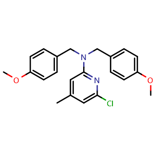 Chemical structure of 6-chloro-N,N-bis[(4-methoxyphenyl)methyl]-4-methylpyridin-2-amine , CAS 2761377-70-0, AChemBlock AD271258
