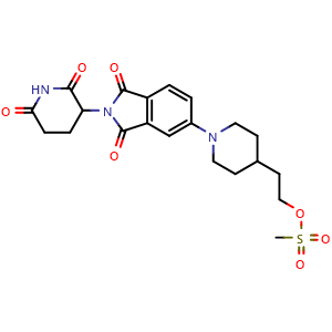 Chemical structure of 2-(1-(2-(2,6-dioxopiperidin-3-yl)-1,3-dioxo-2,3-dihydro-1H-isoindol-5-yl)piperidin-4-yl)ethyl methanesulfonate , CAS 2764745-55-1, AChemBlock AD271259