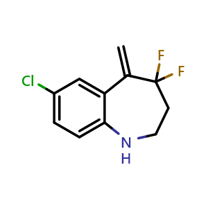 Chemical structure of 7-chloro-4,4-difluoro-5-methylene-2,3,4,5-tetrahydro-1H-benzo[b]azepine , CAS 2772622-76-9, AChemBlock AD271272