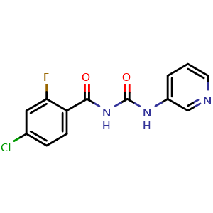 Chemical structure of 3-(4-chloro-2-fluorobenzoyl)-1-(pyridin-3-yl)urea , CAS 2786672-21-5, AChemBlock AD271277