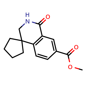 Chemical structure of methyl 1'-oxo-2',3'-dihydro-1'H-spiro[cyclopentane-1,4'-isoquinoline]-7'-carboxylate , CAS 2788976-13-4, AChemBlock AD271280