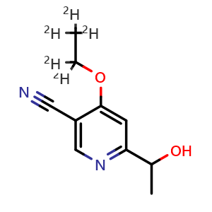 Chemical structure of 4-(ethoxy-d5)-6-(1-hydroxyethyl)nicotinonitrile , CAS 2788976-65-6, AChemBlock AD271282