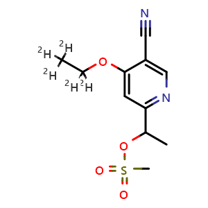 Chemical structure of 1-(5-cyano-4-(ethoxy-d5)pyridin-2-yl)ethyl methanesulfonate , CAS 2788976-66-7, AChemBlock AD271283