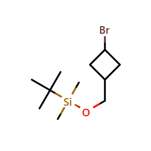 Chemical structure of [(3-bromocyclobutyl)methoxy](tert-butyl)dimethylsilane , CAS 2798770-62-2, AChemBlock AD271288