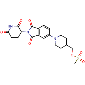Chemical structure of (1-(2-(2,6-dioxopiperidin-3-yl)-1,3-dioxoisoindolin-5-yl)piperidin-4-yl)methyl methanesulfonate , CAS 2837984-30-0, AChemBlock AD271302