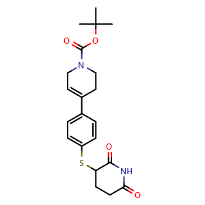 Chemical structure of tert-butyl 4-(4-[(2,6-dioxopiperidin-3-yl)sulfanyl]phenyl)-1,2,3,6-tetrahydropyridine-1-carboxylate , CAS 2837985-51-8, AChemBlock AD271304