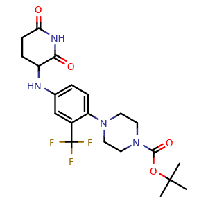 Chemical structure of tert-butyl 4-(4-((2,6-dioxopiperidin-3-yl)amino)-2-(trifluoromethyl)phenyl)piperazine-1-carboxylate , CAS 2903425-28-3, AChemBlock AD271329