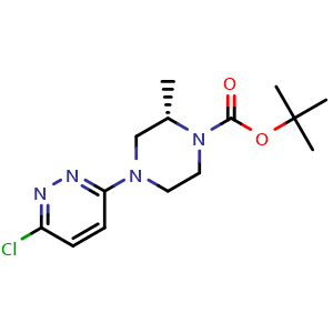 Chemical structure of tert-butyl (S)-4-(6-chloropyridazin-3-yl)-2-methylpiperazine-1-carboxylate , CAS 2933208-93-4, AChemBlock AD271347