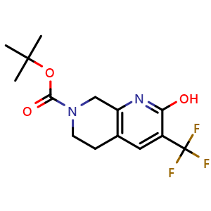 Chemical structure of tert-butyl 2-hydroxy-3-(trifluoromethyl)-5,8-dihydro-1,7-naphthyridine-7(6H)-carboxylate , CAS 2960983-20-2, AChemBlock AD271355