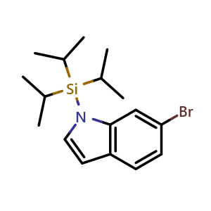 Chemical structure of 6-bromo-1-(tris(propan-2-yl)silyl)-1H-indole , CAS 299432-99-8, AChemBlock AD271366