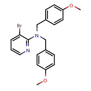 Chemical structure of 3-bromo-N,N-bis(4-methoxybenzyl)pyridin-2-amine , CAS 3027740-67-3, AChemBlock AD271376