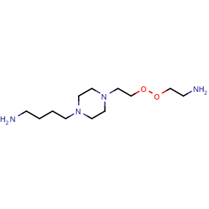 Chemical structure of 2,2'-((piperazine-1,4-diylbis(ethane-2,1-diyl)) bis(oxy))bis(ethan-1-amine) , CAS 3032915-09-3, AChemBlock AD271382