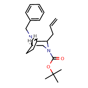 Chemical structure of tert-butyl (1S,5R)-2-allyl-8-benzyl-3,8-diazabicyclo[3.2.1]octane-3-carboxylate , CAS 3049731-89-4, AChemBlock AD271385