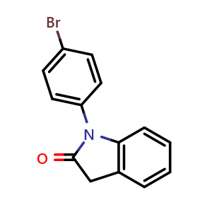 Chemical structure of 1-(4-bromophenyl)indolin-2-one , CAS 321689-84-3, AChemBlock AD271389