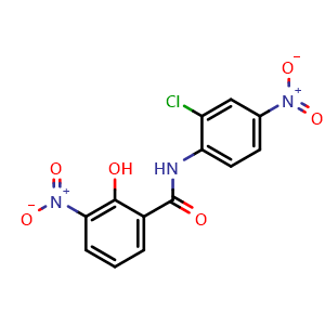 Chemical structure of N-(2-chloro-4-nitrophenyl)-2-hydroxy-3-nitrobenzamide , CAS 33580-97-1, AChemBlock AD271394