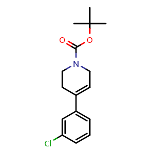 Chemical structure of tert-butyl 4-(3-chlorophenyl)-1,2,3,6-tetrahydropyridine-1-carboxylate , CAS 358722-20-0, AChemBlock AD271406