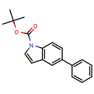 Chemical structure of tert-butyl 5-phenyl-1H-indole-1-carboxylate , CAS 361457-96-7, AChemBlock AD271407