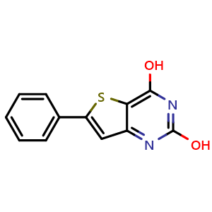 Chemical structure of 6-phenylthieno[3,2-d]pyrimidine-2,4-diol , CAS 36926-36-0, AChemBlock AD271410