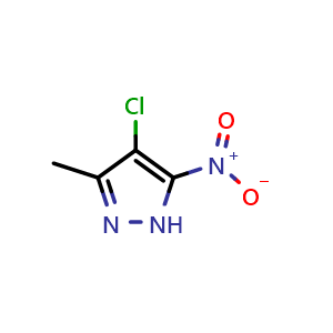 Chemical structure of 4-chloro-3-methyl-5-nitro-1H-pyrazole , CAS 400753-12-0, AChemBlock AD271421