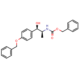 Chemical structure of Benzyl N-[(1R,2S)-1-(4-(benzyloxy)phenyl)-1-hydroxypropan-2-yl]carbamate , CAS 425386-98-7, AChemBlock AD271428