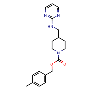 Chemical structure of (4-methylphenyl)methyl 4-{[(pyrimidin-2-yl)amino]methyl}piperidine-1-carboxylate , CAS 455265-31-3, AChemBlock AD271433