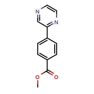 Chemical structure of methyl 4-(pyrazin-2-yl)benzoate , CAS 466634-84-4, AChemBlock AD271435