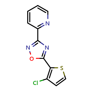 Chemical structure of 2-(5-(3-chlorothiophen-2-yl)-1,2,4-oxadiazol-3-yl)pyridine , CAS 478488-64-1, AChemBlock AD271436