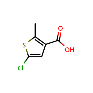 Chemical structure of 5-chloro-2-methylthiophene-3-carboxylic acid , CAS 54536-79-7, AChemBlock AD271460