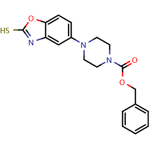 Chemical structure of Benzyl 4-(2-mercaptobenzo[d]oxazol-5-yl)piperazine-1-carboxylate , CAS 549538-63-8, AChemBlock AD271463