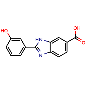 Chemical structure of 2-(3-hydroxyphenyl)-1H-1,3-benzodiazole-6-carboxylic acid , CAS 550300-30-6, AChemBlock AD271464