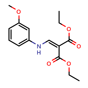 Chemical structure of 1,3-diethyl 2-{[(3-methoxyphenyl)amino]methylidene}propanedioate , CAS 56881-19-7, AChemBlock AD271474