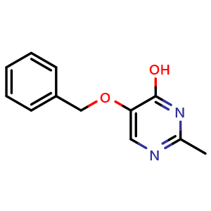 Chemical structure of 5-(benzyloxy)-2-methylpyrimidin-4-ol , CAS 60438-04-2, AChemBlock AD271485