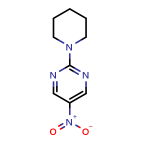 Chemical structure of 5-nitro-2-(piperidin-1-yl)pyrimidine , CAS 64269-43-8, AChemBlock AD271499