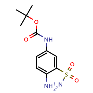 Chemical structure of tert-Butyl N-(4-amino-3-sulfamoylphenyl)carbamate , CAS 691361-59-8, AChemBlock AD271512