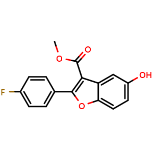 Chemical structure of methyl 2-(4-fluorophenyl)-5-hydroxybenzofuran-3-carboxylate , CAS 691856-96-9, AChemBlock AD271513