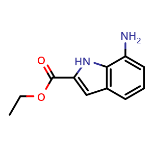 Chemical structure of Ethyl 7-amino-1H-indole-2-carboxylate , CAS 71056-61-6, AChemBlock AD271517