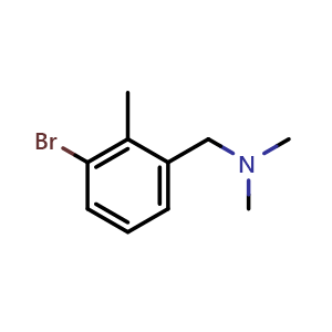 Chemical structure of [(3-bromo-2-methylphenyl)methyl]dimethylamine , CAS 72443-64-2, AChemBlock AD271522
