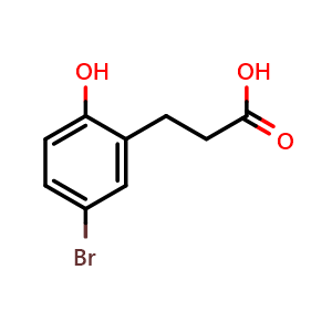 Chemical structure of 3-(5-bromo-2-hydroxyphenyl)propanoic acid , CAS 749878-59-9, AChemBlock AD271529