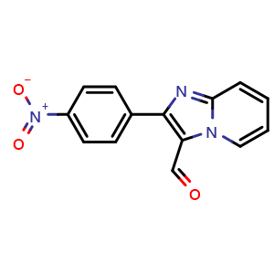 Chemical structure of 2-(4-Nitro-phenyl)-imidazo[1,2-a]pyridine-3-carboxaldehyde , CAS 817172-44-4, AChemBlock AD271546