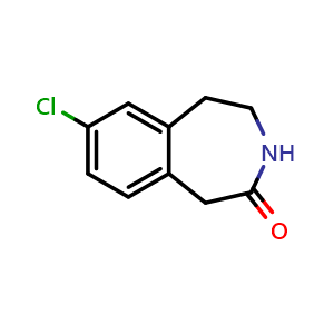 Chemical structure of 7-chloro-2,3,4,5-tetrahydro-1H-3-benzazepin-2-one , CAS 82302-24-7, AChemBlock AD271547