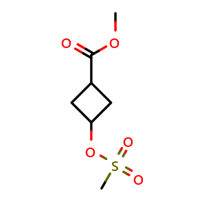 Chemical structure of methyl 3-((methylsulfonyl)oxy)cyclobutane-1-carboxylate , CAS 82363-70-0, AChemBlock AD271549