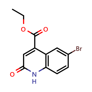 Chemical structure of ethyl 6-bromo-2-oxo-1,2-dihydroquinoline-4-carboxylate , CAS 848843-34-5, AChemBlock AD271554