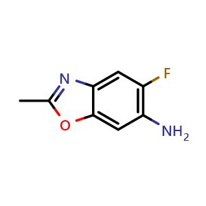 Chemical structure of 5-fluoro-2-methylbenzo[d]oxazol-6-amine , CAS 851486-93-6, AChemBlock AD271556