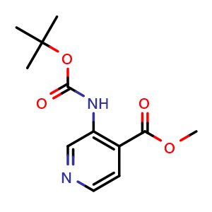 Chemical structure of methyl 3-{[(tert-butoxy)carbonyl]amino}pyridine-4-carboxylate , CAS 854381-91-2, AChemBlock AD271560