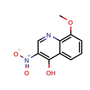 Chemical structure of 8-methoxy-3-nitroquinolin-4-ol , CAS 866473-10-1, AChemBlock AD271572