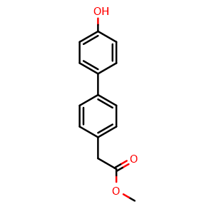 Chemical structure of methyl 2-(4-(4-hydroxyphenyl)phenyl)acetate , CAS 873011-21-3, AChemBlock AD271577